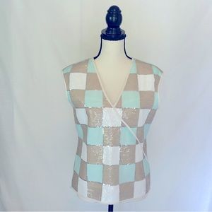 Worth New York Sleeveless Sequin Blouse